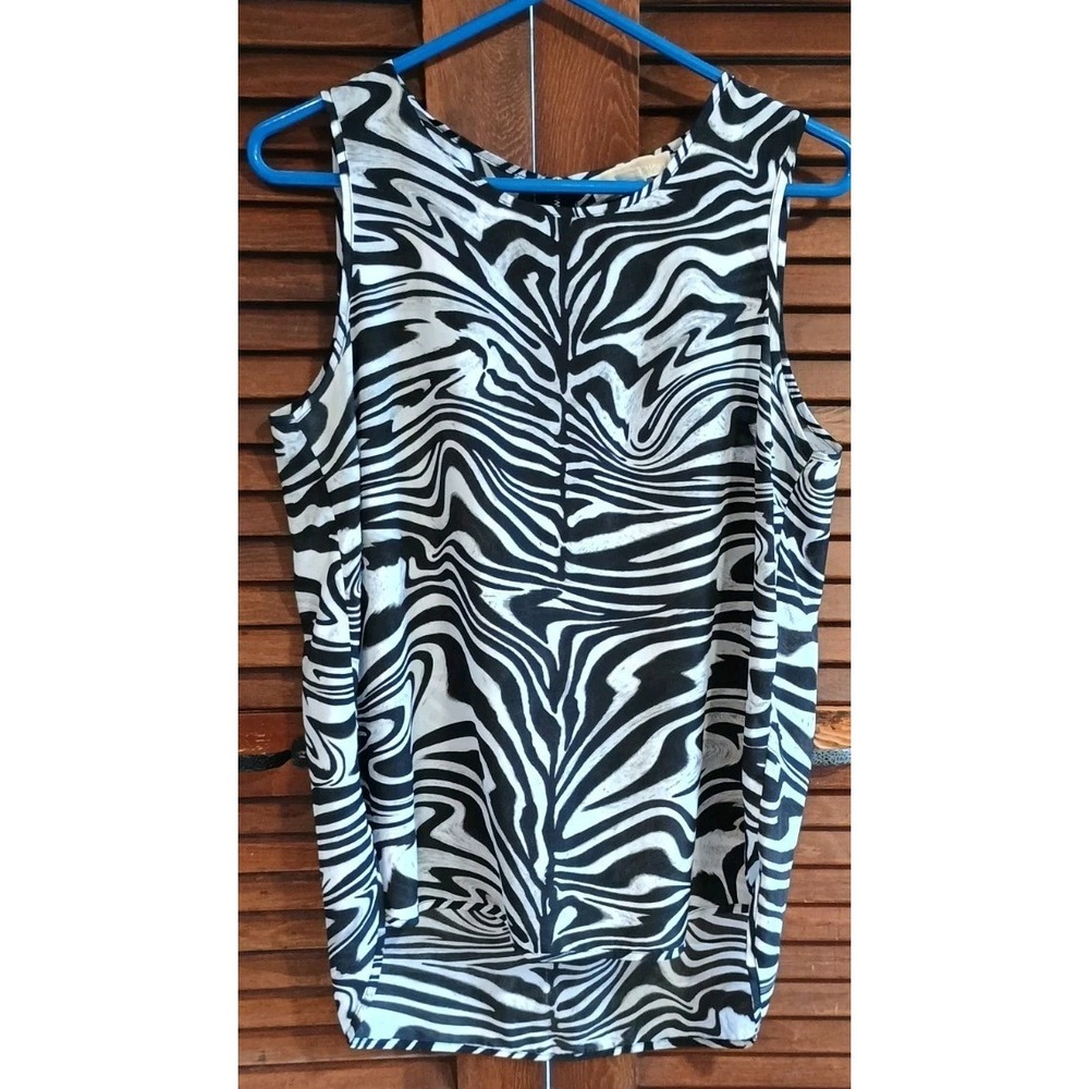 Michael Kors Zebra Animal Print Sleeveless Top Women's Size Large - Picture 2 of 7